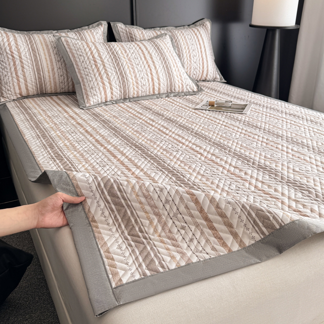 91家纺网 家纺一手货源 找家纺 慕尚家纺 2026新款百百棉全棉纯棉床席老粗布凉席席子 浅亦