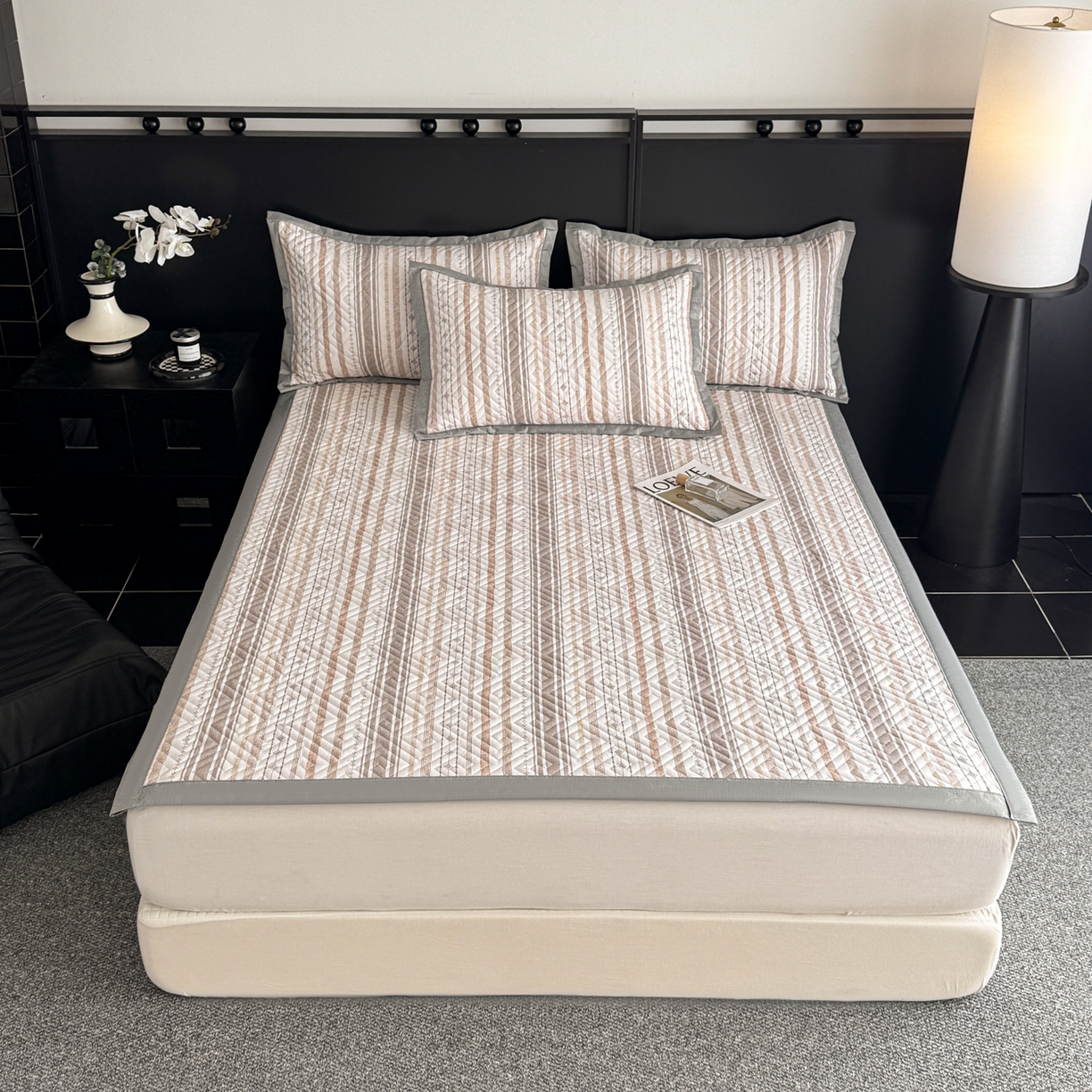 91家纺网 家纺一手货源 找家纺 慕尚家纺 2026新款百百棉全棉纯棉床席老粗布凉席席子 浅亦