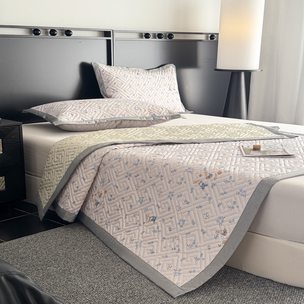 91家纺网 家纺一手货源 找家纺 慕尚家纺 2026新款百百棉全棉纯棉床席老粗布凉席席子 巧心兔