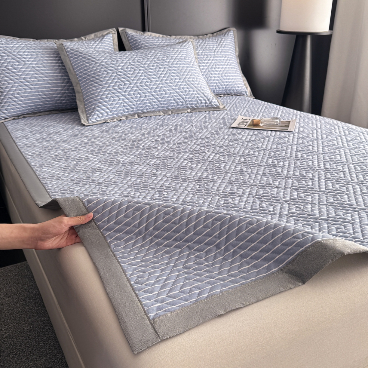 91家纺网 家纺一手货源 找家纺 慕尚家纺 2026新款百百棉全棉纯棉床席老粗布凉席席子 竖条简希