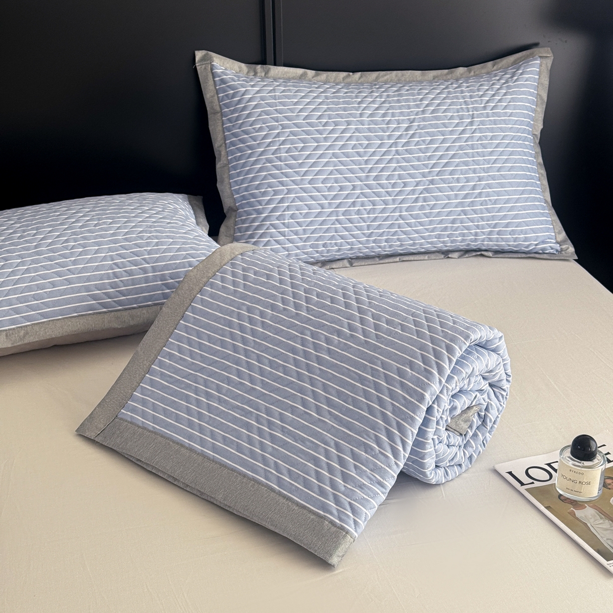 91家纺网 家纺一手货源 找家纺 慕尚家纺 2026新款百百棉全棉纯棉床席老粗布凉席席子 竖条简希