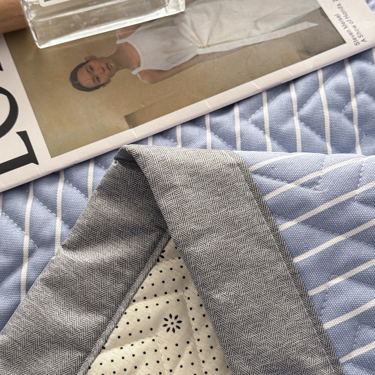 91家纺网 家纺一手货源 找家纺 慕尚家纺 2026新款百百棉全棉纯棉床席老粗布凉席席子 竖条简希