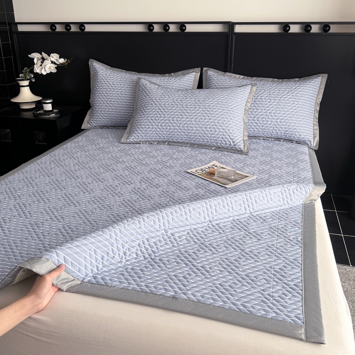 91家纺网 家纺一手货源 找家纺 慕尚家纺 2026新款百百棉全棉纯棉床席老粗布凉席席子 竖条简希