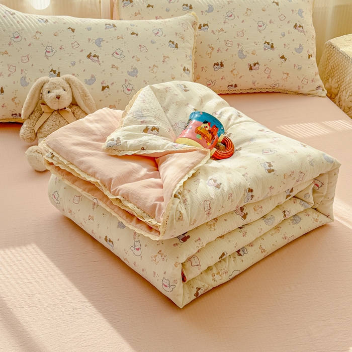 91家纺网 家纺一手货源 找家纺 （总）几禾 2026新款云感双层纱抗菌花边夏被-晴风系列