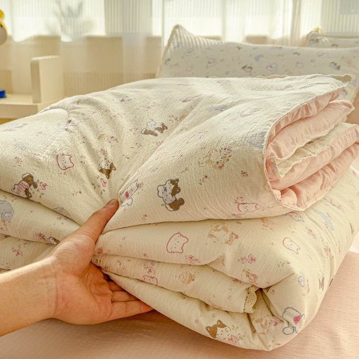 91家纺网 家纺一手货源 找家纺 （总）几禾 2026新款云感双层纱抗菌花边夏被-晴风系列