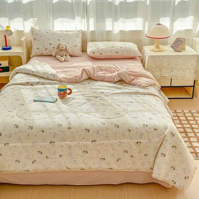 91家纺网 家纺一手货源 找家纺 （总）几禾 2026新款云感双层纱抗菌花边夏被-晴风系列