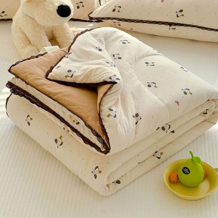 91家纺网 家纺一手货源 找家纺 （总）几禾 2026新款云感双层纱抗菌花边夏被-晴风系列