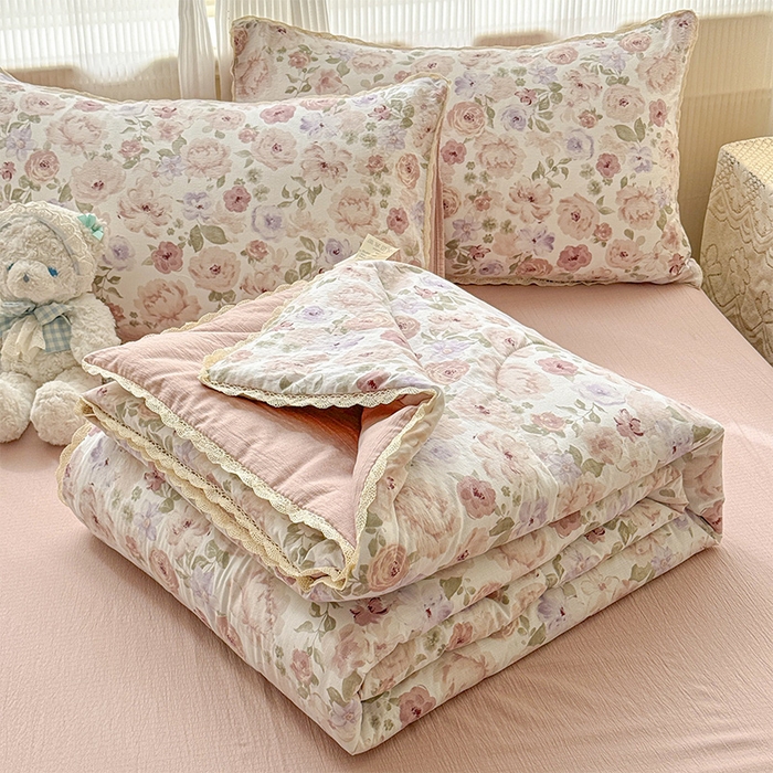 91家纺网 家纺一手货源 找家纺 （总）几禾 2026新款云感双层纱抗菌花边夏被-晴风系列