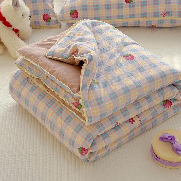 91家纺网 家纺一手货源 找家纺 （总）几禾 2026新款云感双层纱抗菌花边夏被-晴风系列