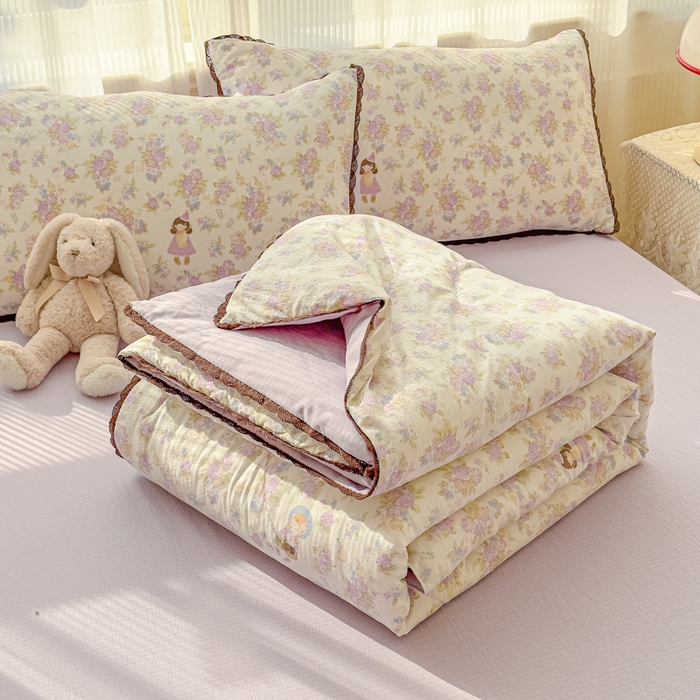 91家纺网 家纺一手货源 找家纺 （总）几禾 2026新款云感双层纱抗菌花边夏被-晴风系列