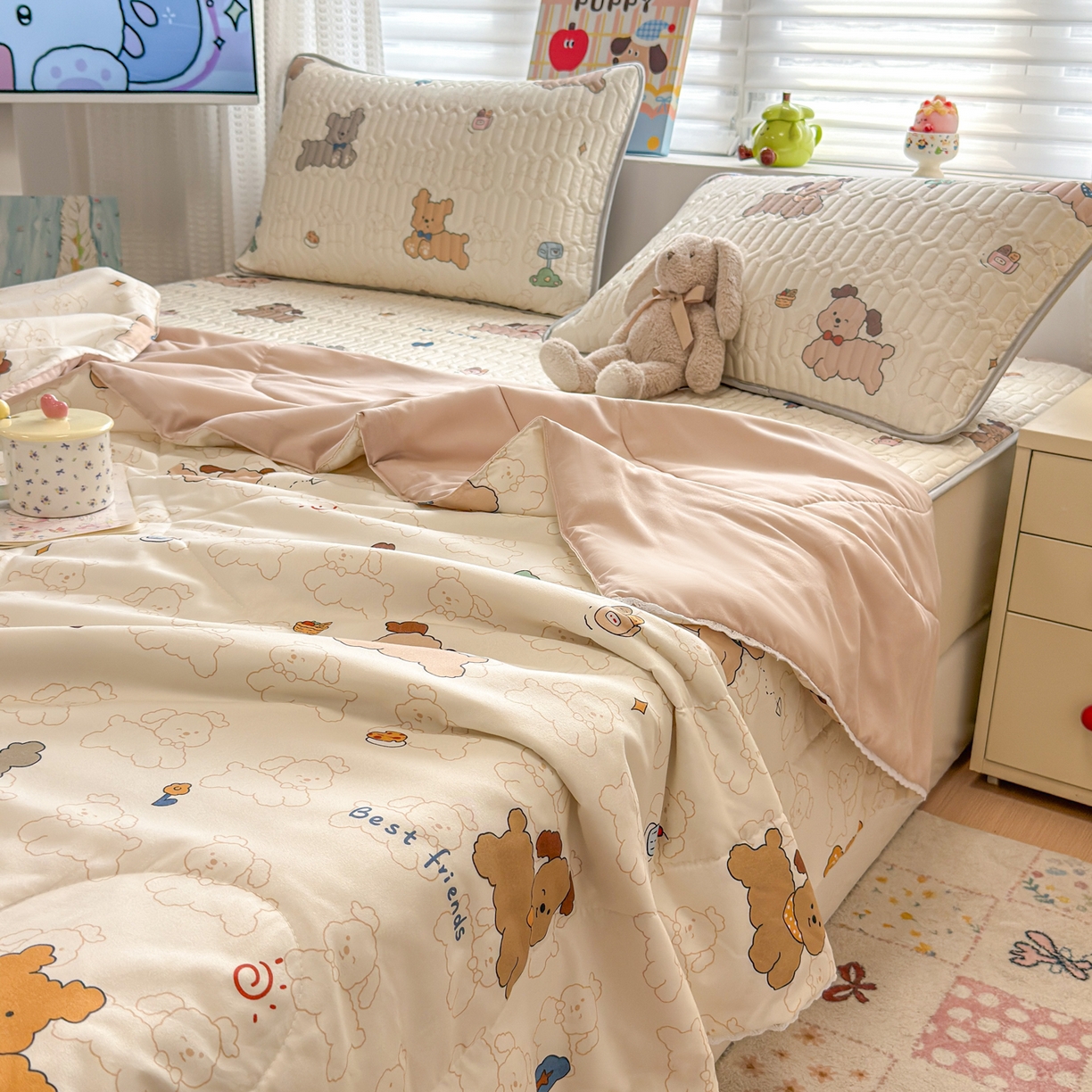 91家纺网 家纺一手货源 找家纺 （总）慕尚家纺 2026新款水洗棉可爱小清新夏被空调被夏凉被