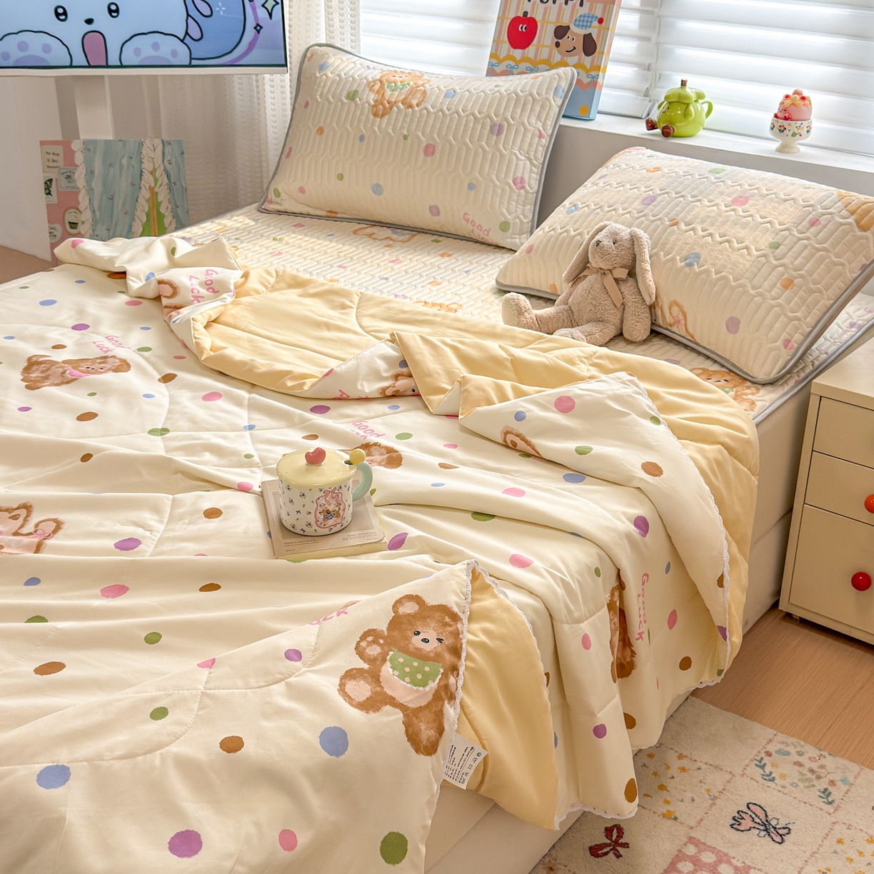 91家纺网 家纺一手货源 找家纺 （总）慕尚家纺 2026新款水洗棉可爱小清新夏被空调被夏凉被