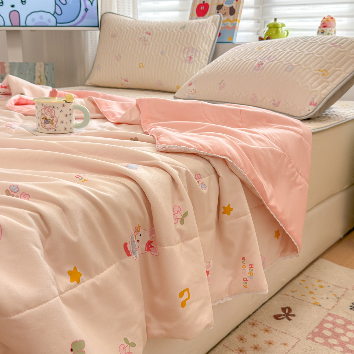 91家纺网 家纺一手货源 找家纺 （总）慕尚家纺 2026新款水洗棉可爱小清新夏被空调被夏凉被