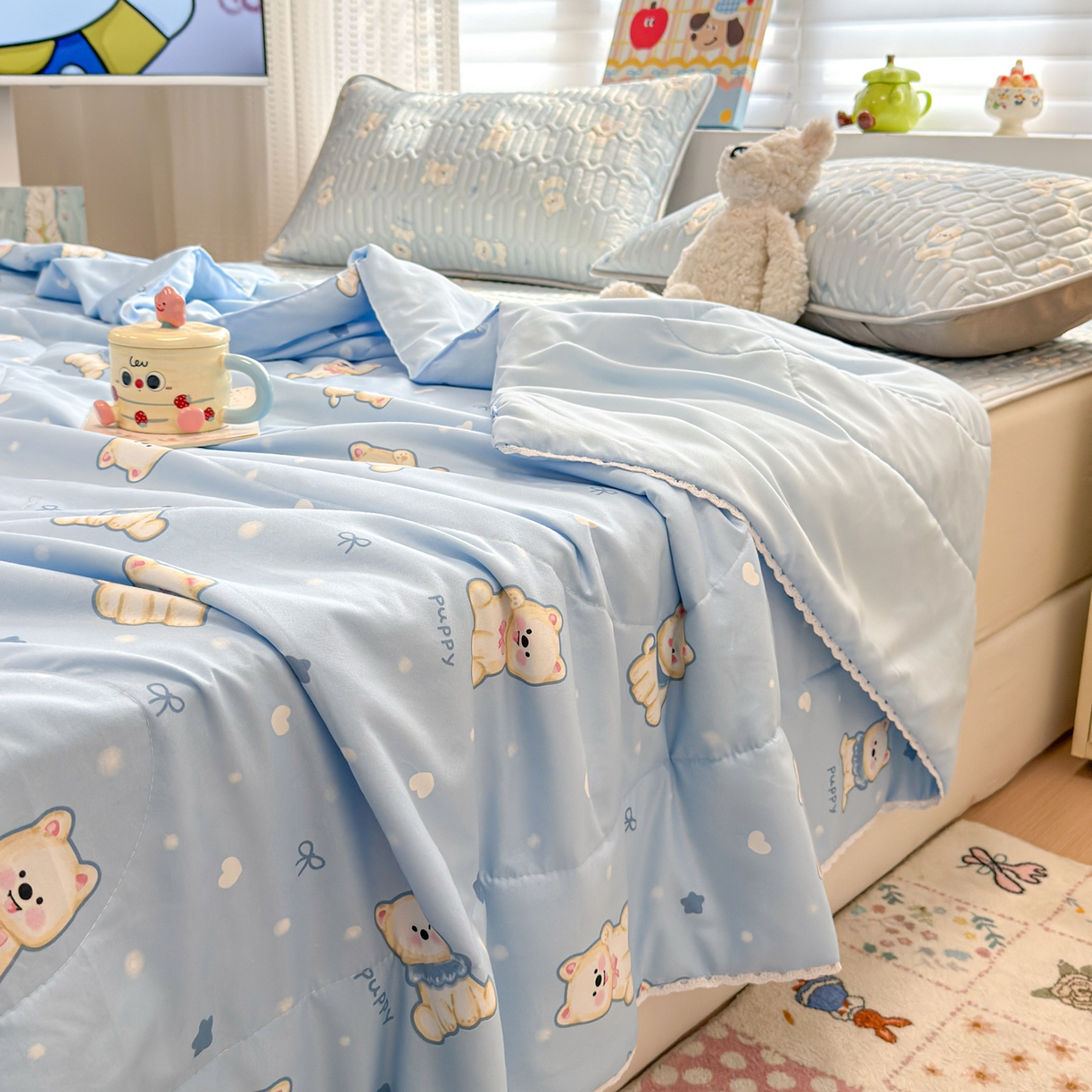 91家纺网 家纺一手货源 找家纺 （总）慕尚家纺 2026新款水洗棉可爱小清新夏被空调被夏凉被