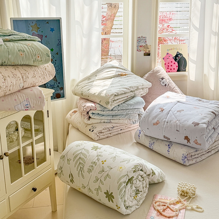 91家纺网 家纺一手货源 找家纺 （总）慕尚家纺 2026新款水洗棉可爱小清新夏被空调被夏凉被