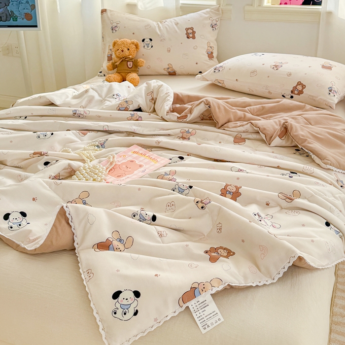 91家纺网 家纺一手货源 找家纺 慕尚家纺 2026新款水洗棉可爱小清新夏被空调被夏凉被 吖咪兔