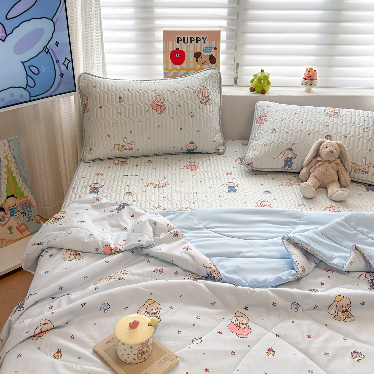 91家纺网 家纺一手货源 找家纺 慕尚家纺 2026新款水洗棉可爱小清新夏被空调被夏凉被 疯狂动物