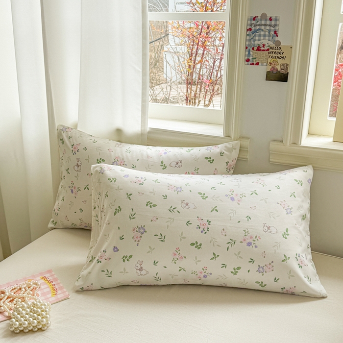 91家纺网 家纺一手货源 找家纺 慕尚家纺 2026新款水洗棉可爱小清新夏被空调被夏凉被 花朵兔