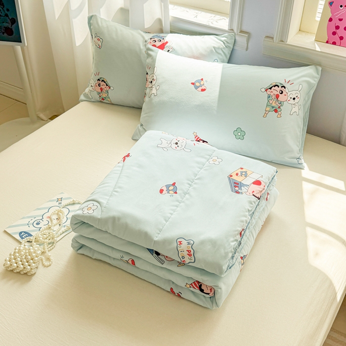 91家纺网 家纺一手货源 找家纺 慕尚家纺 2026新款水洗棉可爱小清新夏被空调被夏凉被 蜡笔小新