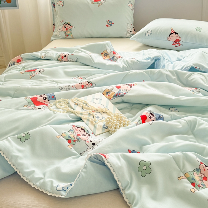 91家纺网 家纺一手货源 找家纺 慕尚家纺 2026新款水洗棉可爱小清新夏被空调被夏凉被 蜡笔小新