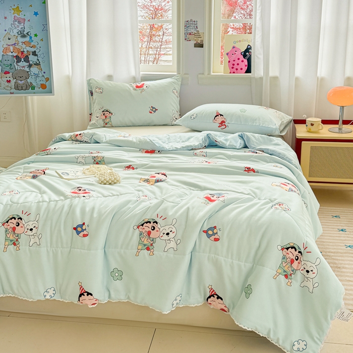 91家纺网 家纺一手货源 找家纺 慕尚家纺 2026新款水洗棉可爱小清新夏被空调被夏凉被 蜡笔小新