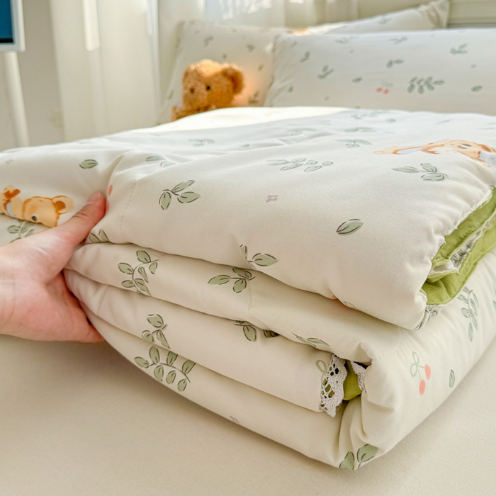 91家纺网 家纺一手货源 找家纺 慕尚家纺 2026新款水洗棉可爱小清新夏被空调被夏凉被 邻家小熊