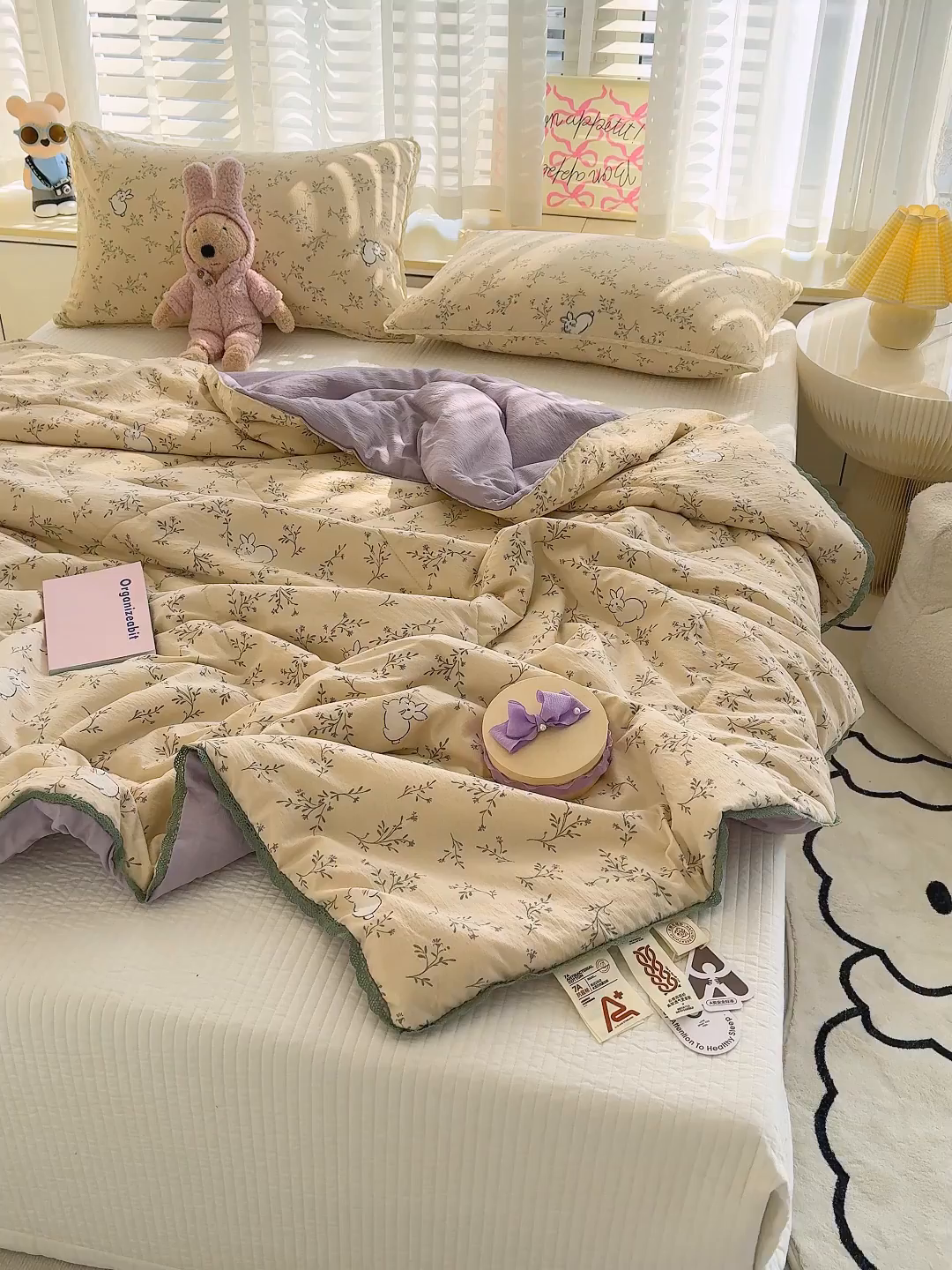 91家纺网 家纺一手货源 找家纺 几禾 2026新款云感双层纱抗菌花边夏被-晴风系列 晴风-留白日记