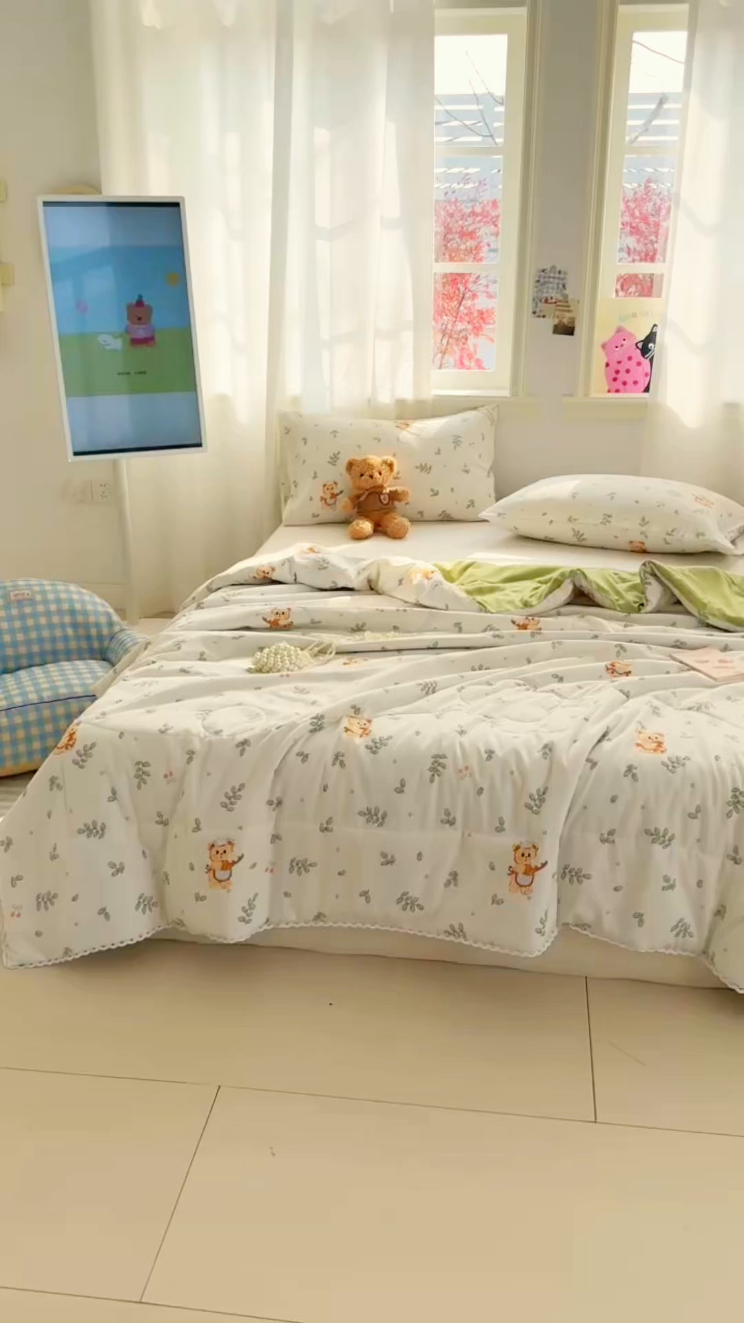 91家纺网 家纺一手货源 找家纺 慕尚家纺 2026新款水洗棉可爱小清新夏被空调被夏凉被 邻家小熊