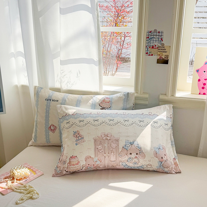 91家纺网 家纺一手货源 找家纺 慕尚家纺 2026新款水洗棉可爱小清新夏被空调被夏凉被 洛丽塔小熊