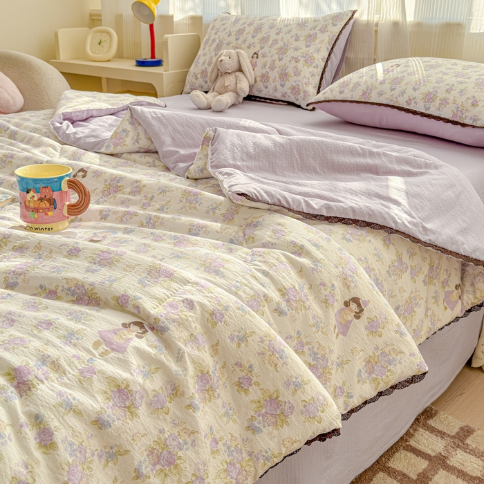 91家纺网 家纺一手货源 找家纺 几禾 2026新款云感双层纱抗菌花边夏被-晴风系列 晴风-梦境之间