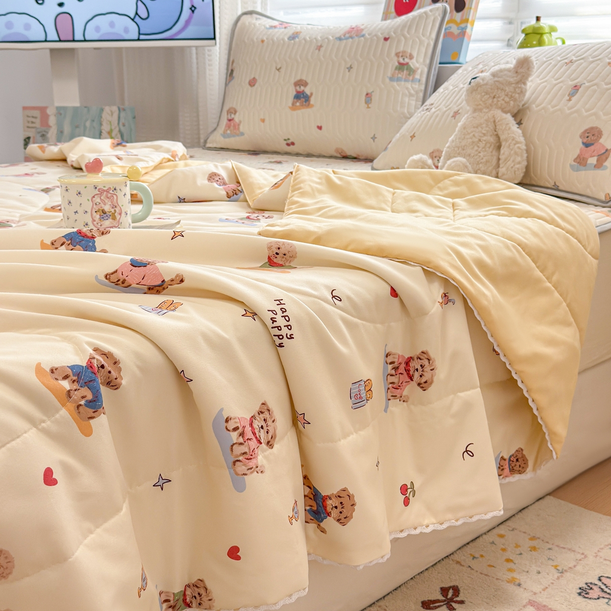 慕尚家纺 2026新款水洗棉可爱小清新夏被空调被夏凉被 魔法小狗