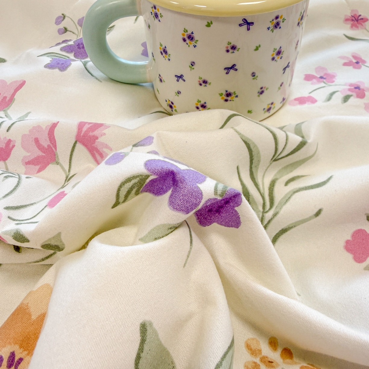 91家纺网 家纺一手货源 找家纺 慕尚家纺 2026新款水洗棉可爱小清新夏被空调被夏凉被 水仙花