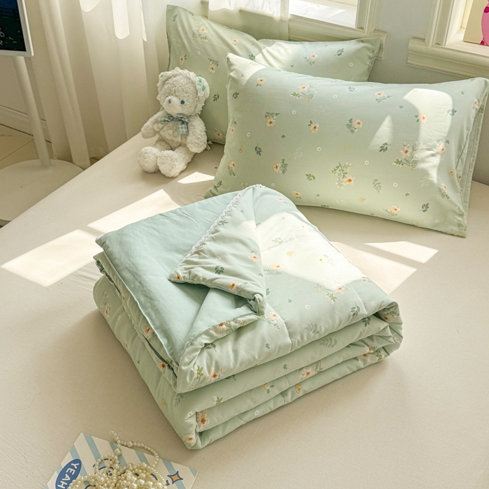 91家纺网 家纺一手货源 找家纺 慕尚家纺 2026新款水洗棉可爱小清新夏被空调被夏凉被 夏日蝴蝶