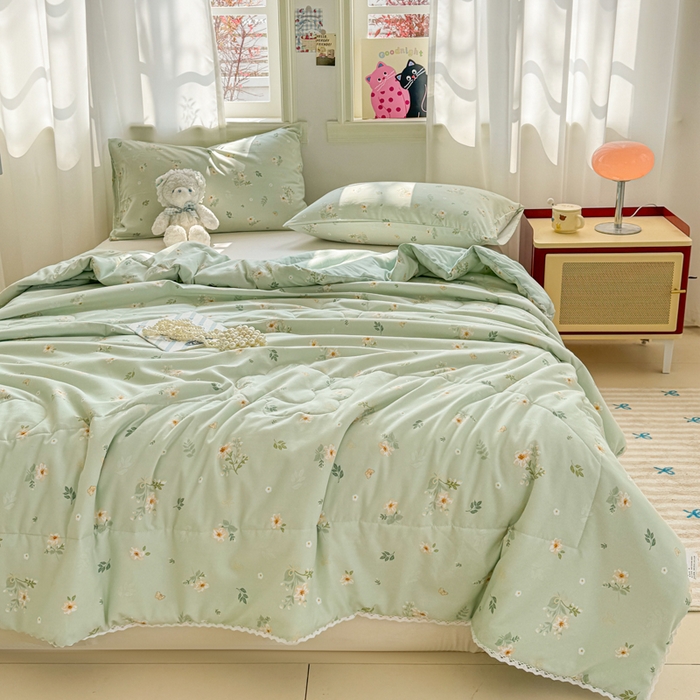 91家纺网 家纺一手货源 找家纺 慕尚家纺 2026新款水洗棉可爱小清新夏被空调被夏凉被 夏日蝴蝶