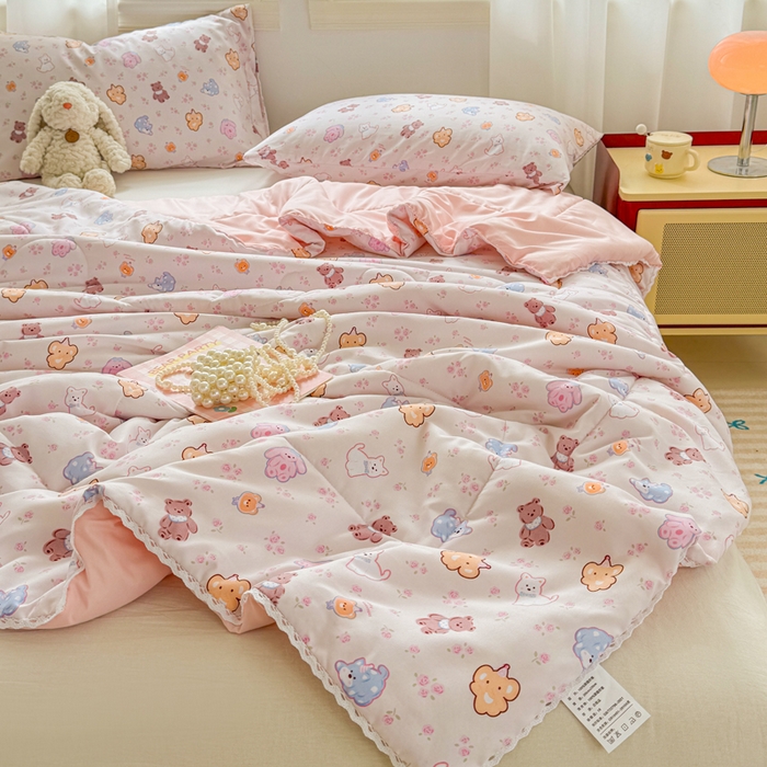 91家纺网 家纺一手货源 找家纺 慕尚家纺 2026新款水洗棉可爱小清新夏被空调被夏凉被 小奶狗