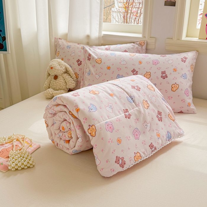 91家纺网 家纺一手货源 找家纺 慕尚家纺 2026新款水洗棉可爱小清新夏被空调被夏凉被 小奶狗