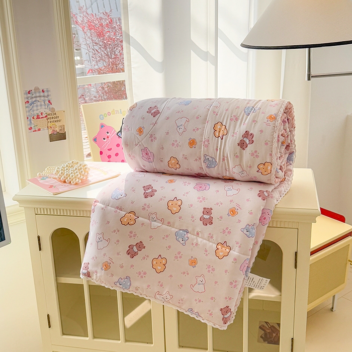 91家纺网 家纺一手货源 找家纺 慕尚家纺 2026新款水洗棉可爱小清新夏被空调被夏凉被 小奶狗