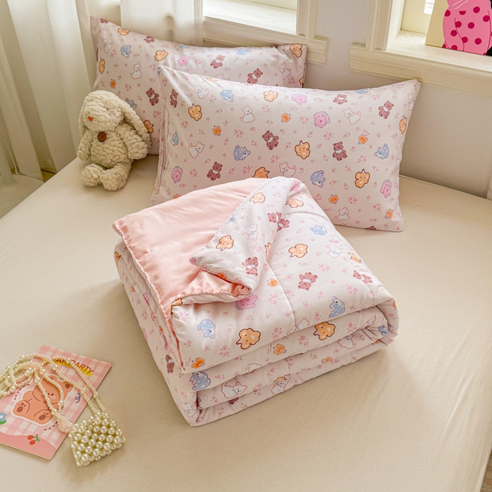 91家纺网 家纺一手货源 找家纺 慕尚家纺 2026新款水洗棉可爱小清新夏被空调被夏凉被 小奶狗