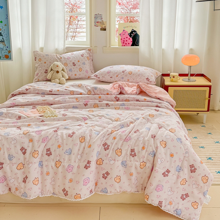 91家纺网 家纺一手货源 找家纺 慕尚家纺 2026新款水洗棉可爱小清新夏被空调被夏凉被 小奶狗