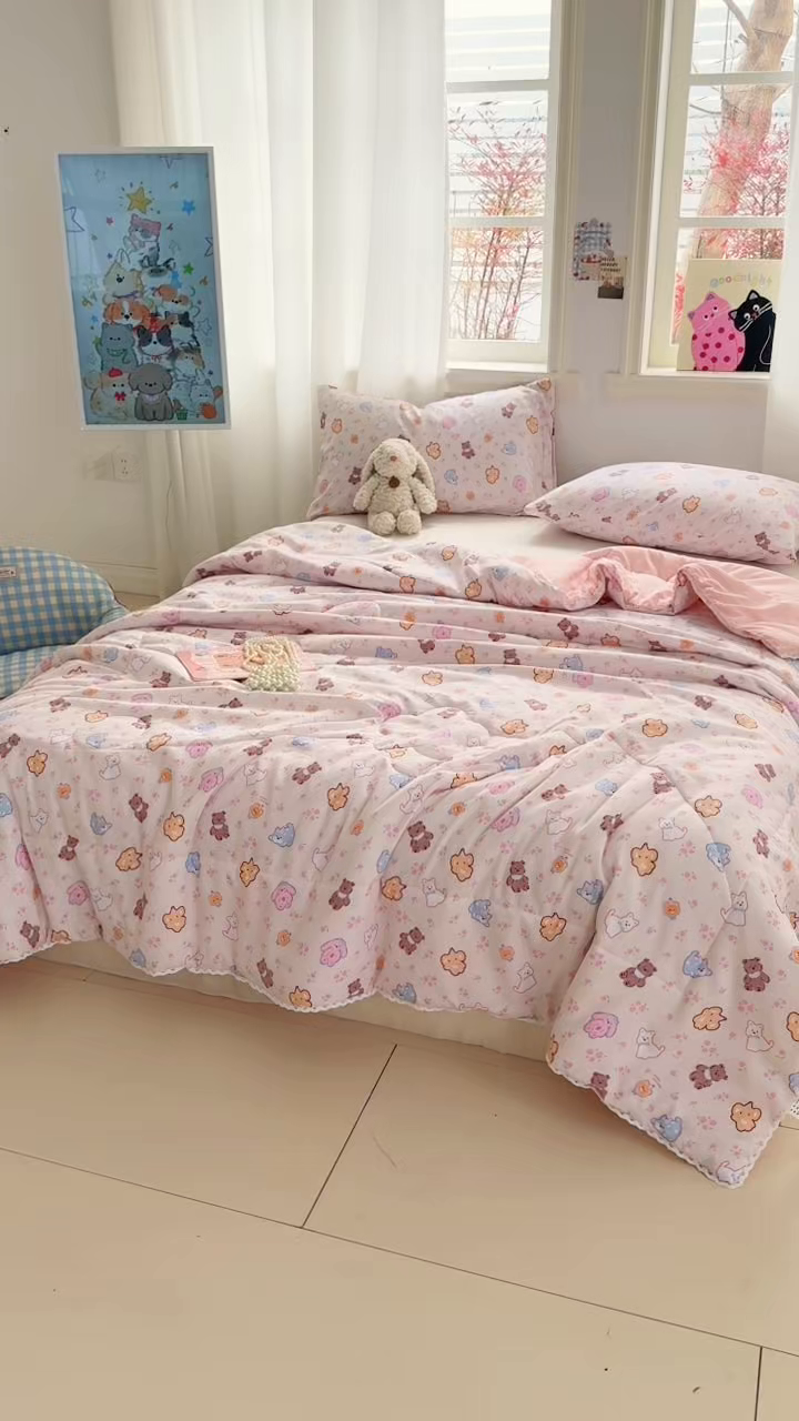 91家纺网 家纺一手货源 找家纺 慕尚家纺 2026新款水洗棉可爱小清新夏被空调被夏凉被 小奶狗