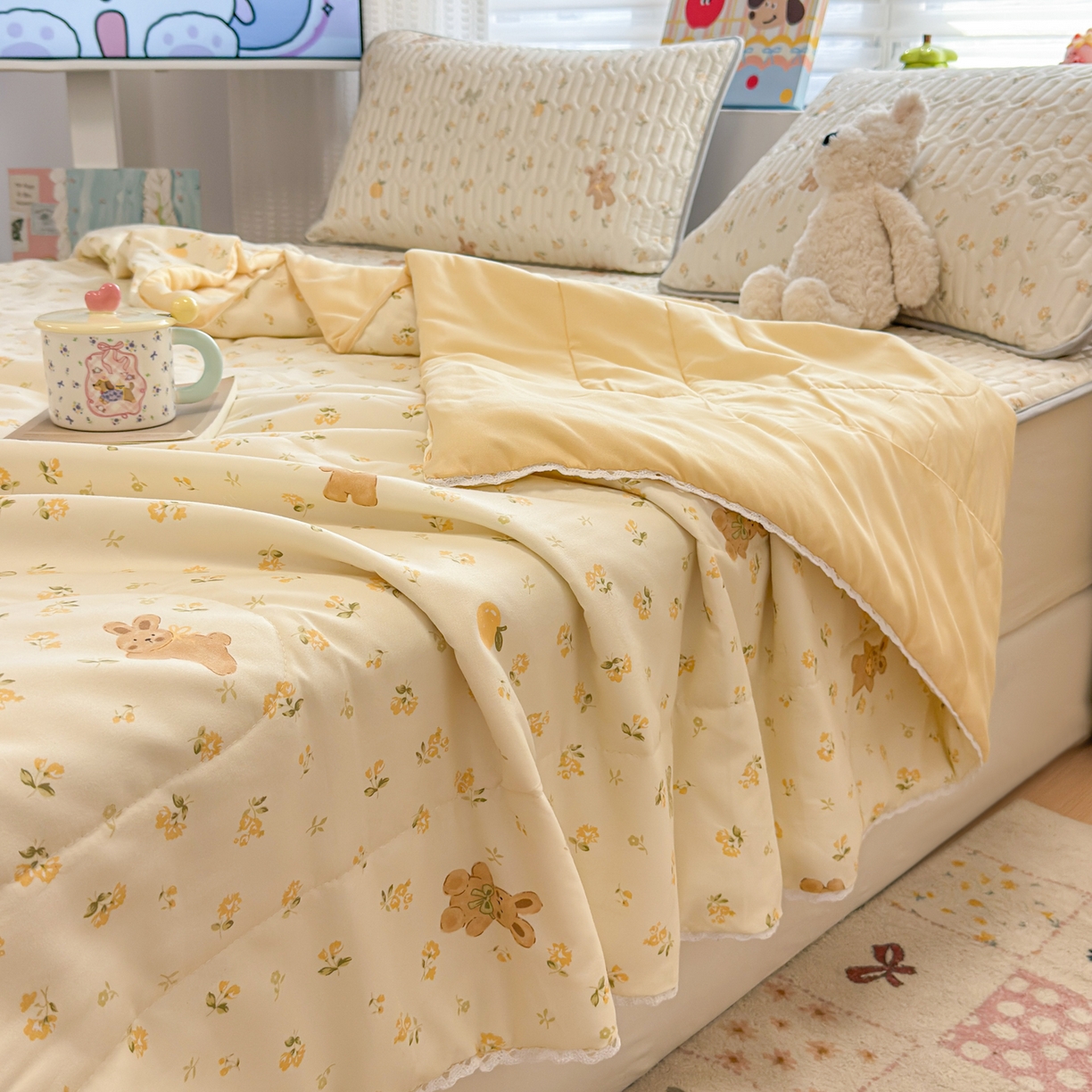 慕尚家纺 2026新款水洗棉可爱小清新夏被空调被夏凉被 元气小熊