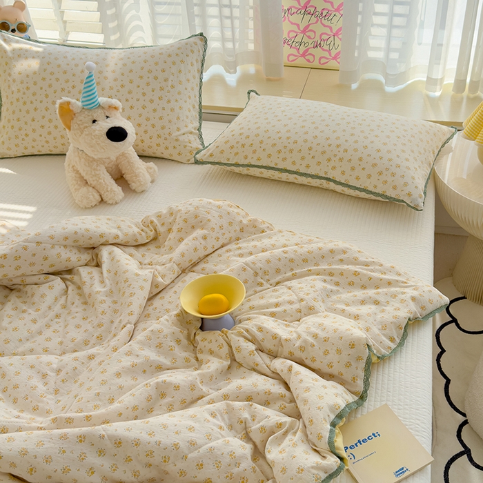 91家纺网 家纺一手货源 找家纺 几禾 2026新款云感双层纱抗菌花边夏被-晴风系列 晴风-小岛晴空