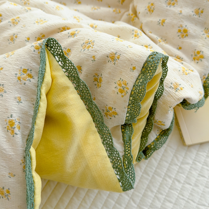 91家纺网 家纺一手货源 找家纺 几禾 2026新款云感双层纱抗菌花边夏被-晴风系列 晴风-小岛晴空