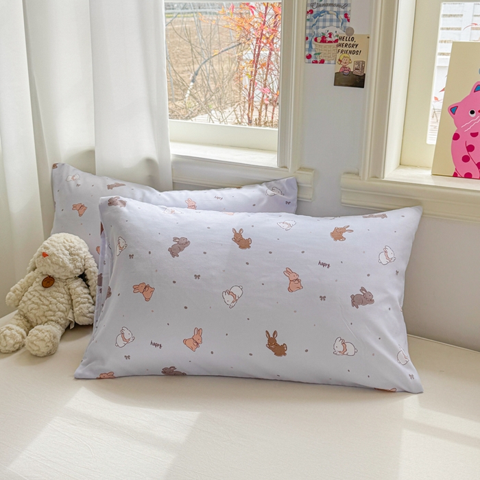 91家纺网 家纺一手货源 找家纺 慕尚家纺 2026新款水洗棉可爱小清新夏被空调被夏凉被 中国白兔