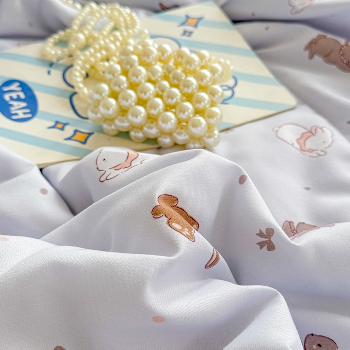 91家纺网 家纺一手货源 找家纺 慕尚家纺 2026新款水洗棉可爱小清新夏被空调被夏凉被 中国白兔