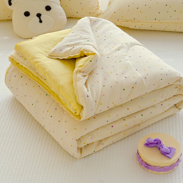 几禾 2026新款云感双层纱抗菌花边夏被-晴风系列 晴风-小雪梨汁