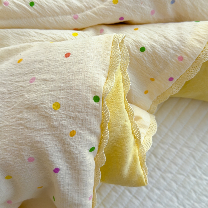 91家纺网 家纺一手货源 找家纺 几禾 2026新款云感双层纱抗菌花边夏被-晴风系列 晴风-小雪梨汁