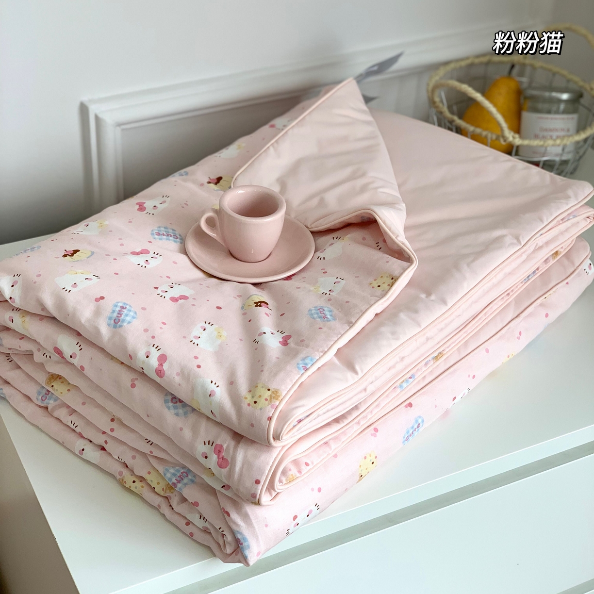 91家纺网 家纺一手货源 找家纺 源启生活 2026新品冰纱被 被子被芯 粉粉猫