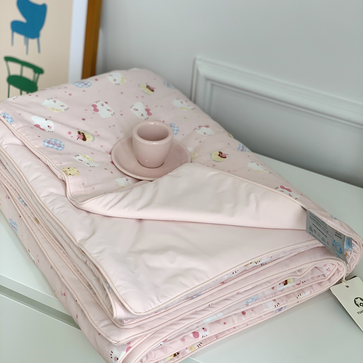 91家纺网 家纺一手货源 找家纺 源启生活 2026新品冰纱被 被子被芯 粉粉猫