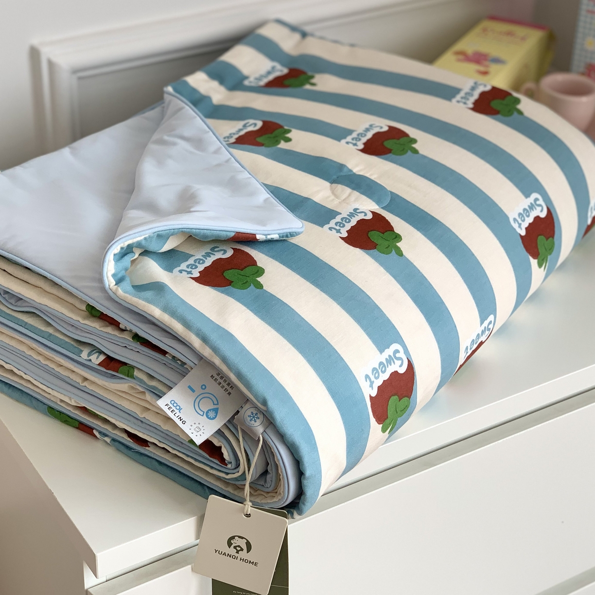 91家纺网 家纺一手货源 找家纺 源启生活 2026新品冰纱被 被子被芯 甜柿蓝